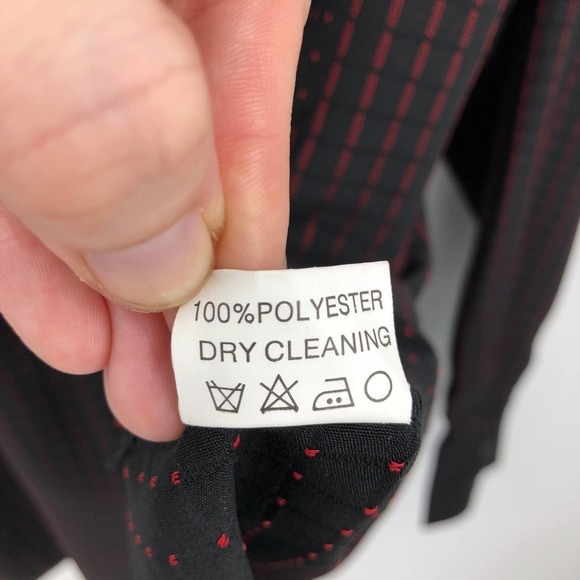 Maltos Men's Button Front Shirt Size L Swiss Dot Jacquard Check Black & Red S134 - Picture 10 of 11